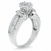 Thumbnail Image 2 of Previously Owned - 1-1/4 CT. T.W. Diamond Flower Collar Ring with Baguette Side Stones in 14K White Gold