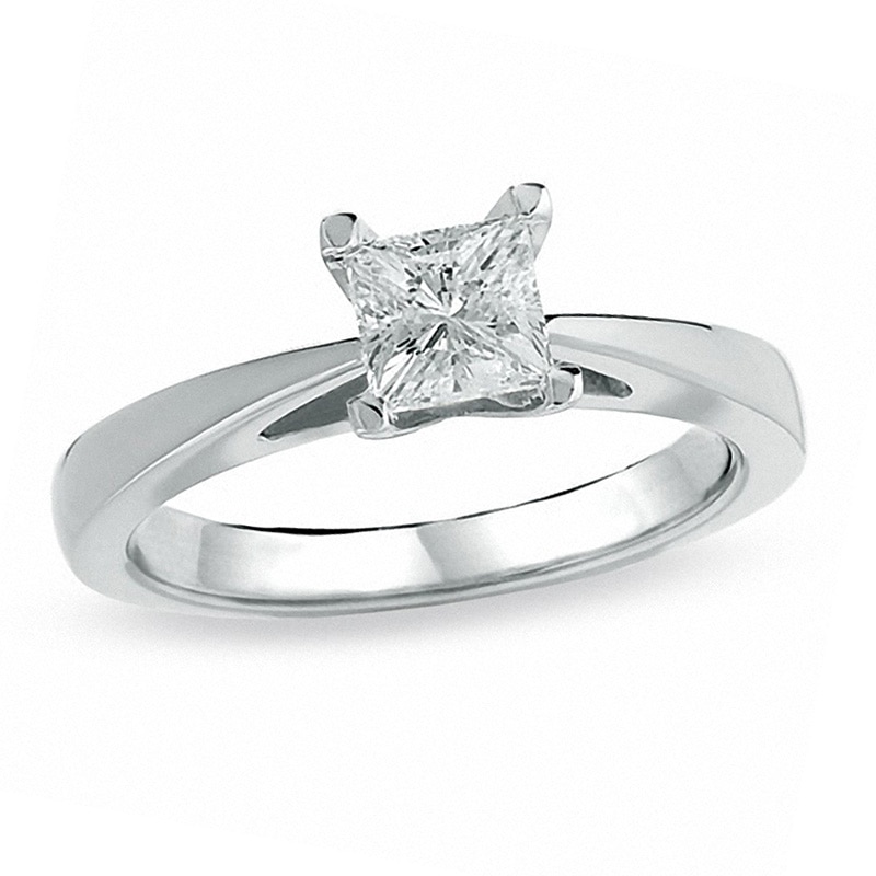 Previously Owned - 3/4 CT. Princess-Cut Celebration Diamond® Solitaire Engagement Ring in 18K White Gold