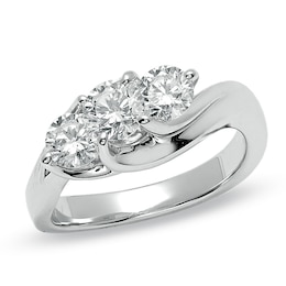 Previously Owned - 1-1/2 CT. T.W. Diamond Diagonal Three Stone Ring in 14K White Gold