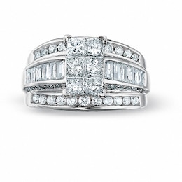 Previously Owned - 2 CT. T.W. Diamond Multi-Stone Ring in 14K White Gold