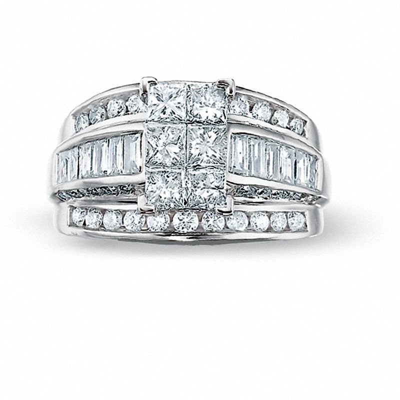 Main Image 1 of Previously Owned - 2 CT. T.W. Diamond Multi-Stone Ring in 14K White Gold