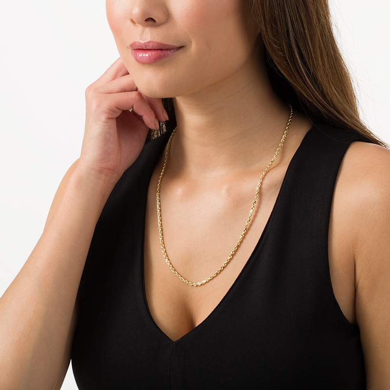 Main Image 2 of Previously Owned - 3.0mm Diamond-Cut Rope Chain Necklace in 10K Gold - 22"