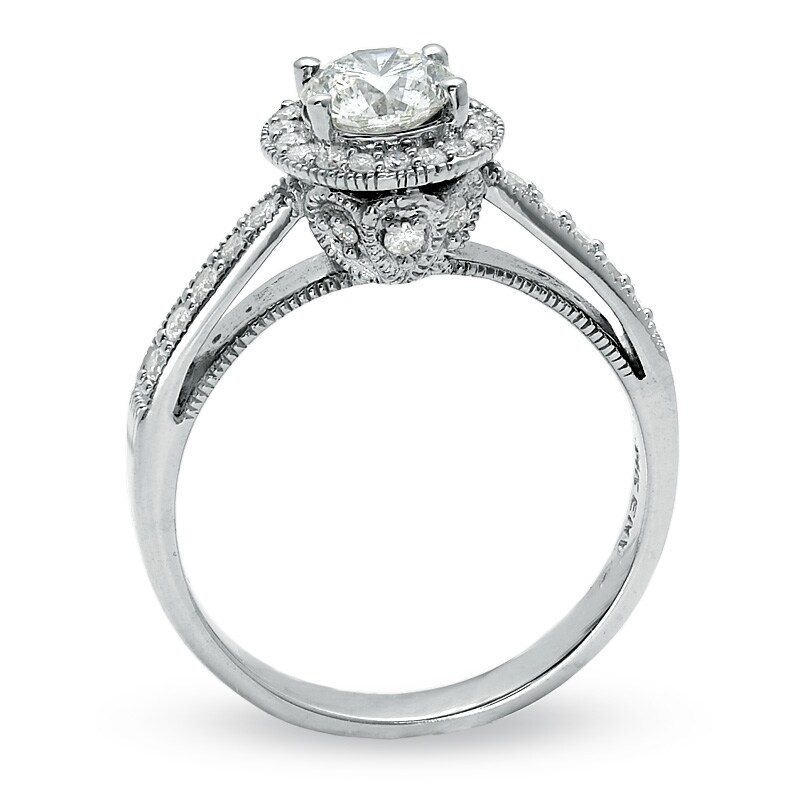 Main Image 2 of Previously Owned - 1 CT. T.W. Diamond Tulip Ring in 14K White Gold