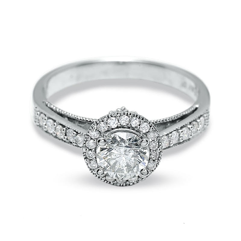 Main Image 3 of Previously Owned - 1 CT. T.W. Diamond Tulip Ring in 14K White Gold