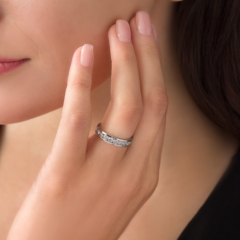Main Image 3 of Previously Owned - 1 CT. T.W. Diamond Channel Band in 14K White Gold
