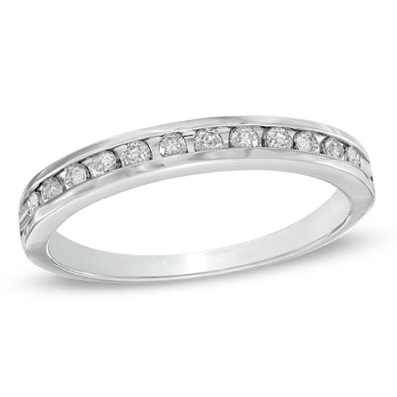 Previously Owned - 1/4 CT. T.W. Diamond Channel Band in 10K White Gold