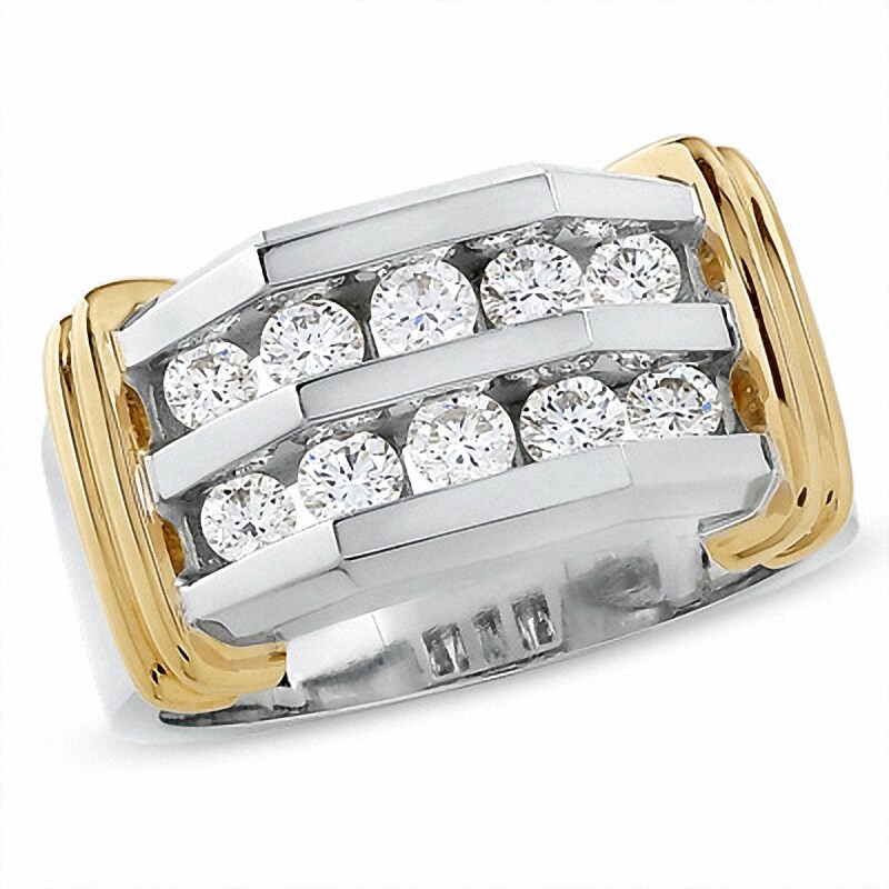 Main Image 1 of Previously Owned - 1 CT. T.W. Diamond Double Row Band in 10K Two-Tone Gold