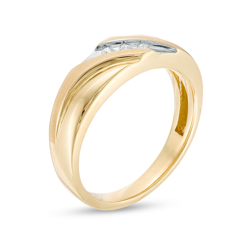 Main Image 2 of Previously Owned - 1/6 CT. T.W. Diamond Three Stone Wedding Band in 10K Gold