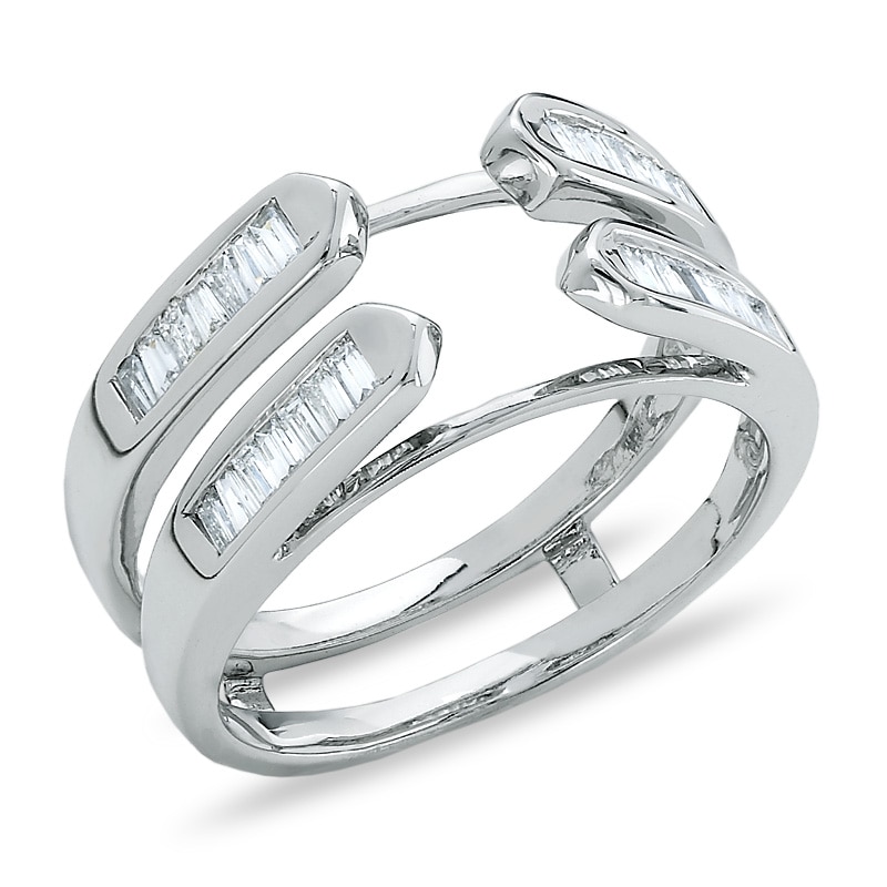 Main Image 1 of Previously Owned - 1/2 CT. T.W. Baguette Diamond Cathedral Ring Wrap in 14K White Gold