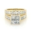 Thumbnail Image 1 of Previously Owned 3 CT. T.W. Quad Square-Cut Diamond Soldered Bridal Set in 14K Gold