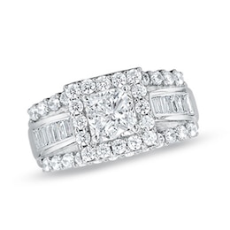 Previously Owned - 2 CT. T.W. Princess-Cut Diamond Frame Engagement Ring in 14K White Gold