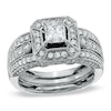 Thumbnail Image 1 of Previously Owned - 1-5/8 CT. T.W. Princess-Cut Diamond Bridal Set in 14K White Gold