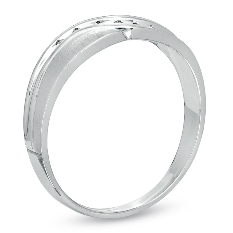 Main Image 2 of Previously Owned - Diamond Accent Slant Wedding Band in 10K White Gold