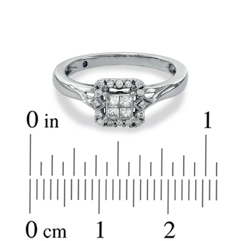 Main Image 3 of Previously Owned - Cherished Promise Collection™ 1/4 CT. T.W. Quad Princess-Cut Diamond Promise Ring in 10K White Gold