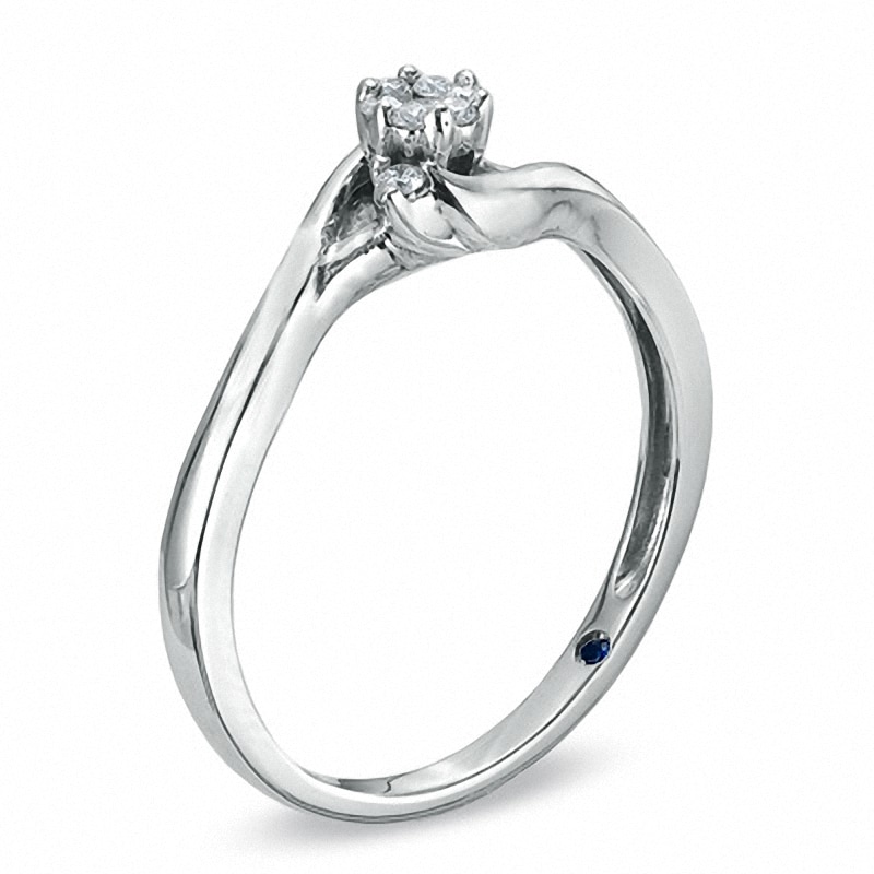 Main Image 2 of Previously Owned - Cherished Promise Collection™ 1/10 CT. T.W. Composite Diamond Flower Promise Ring in 10K White Gold
