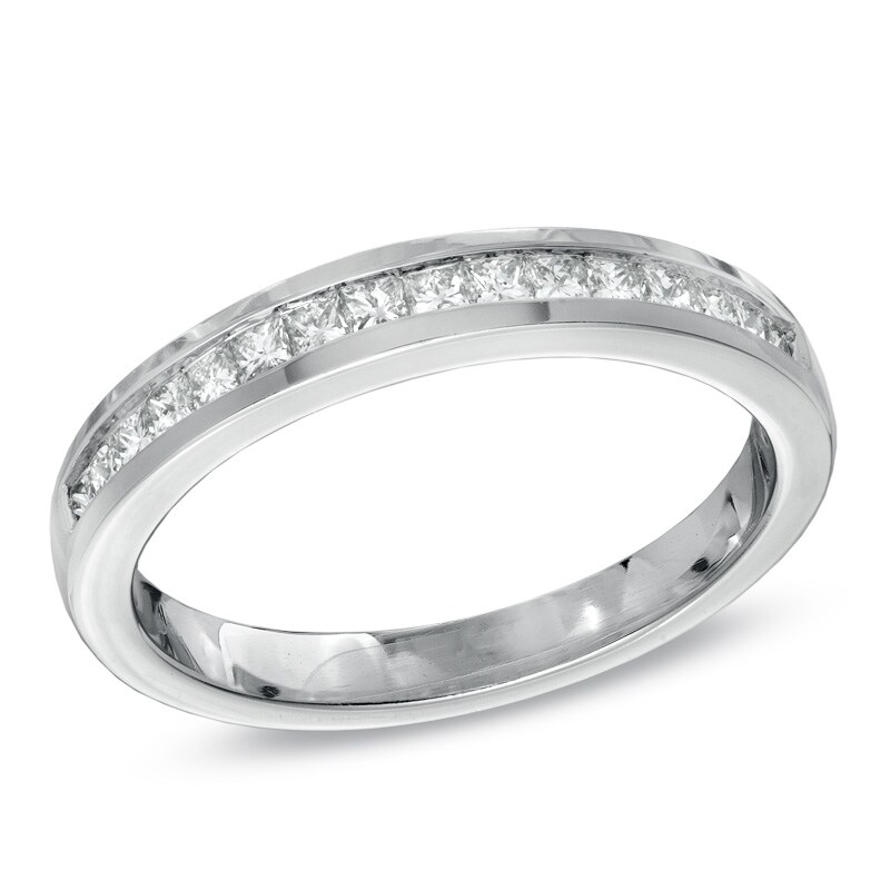 Main Image 4 of Previously Owned - 1-1/4 CT. T.W. Square-Cut Diamond Bridal Set in 14K White Gold