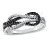Thumbnail Image 1 of Previously Owned - 1/4 CT. T.W. Enhanced Black and White Diamond Infinity Ring in 10K White Gold