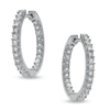 Previously Owned - 1/8 CT. T.W. Diamond Sparkle Hoop Earrings in Sterling Silver