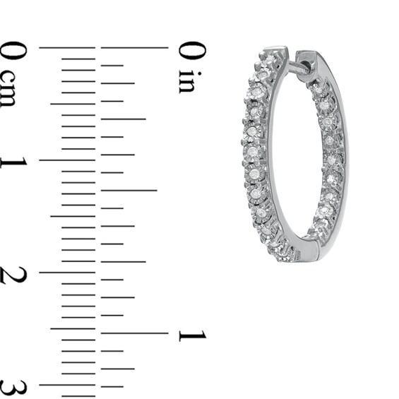 Previously Owned - 1/8 CT. T.W. Diamond Sparkle Hoop Earrings in Sterling Silver Previously Owned - 1/8 CT. T.W. Diamond Sparkle Hoop Earrings in Sterling Silver