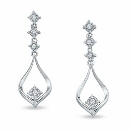 Previously Owned - 1/6 CT. T.W. Diamond Teardrop Dangle Earrings in 14K White Gold