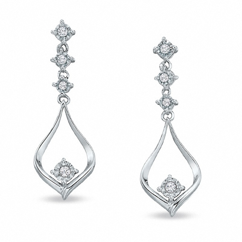 Main Image 1 of Previously Owned - 1/6 CT. T.W. Diamond Teardrop Dangle Earrings in 14K White Gold
