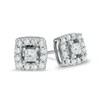 Thumbnail Image 1 of Previously Owned - 1/2 CT. T.W. Princess-Cut Diamond Cushion Frame Stud Earrings in 10K White Gold