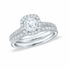 Thumbnail Image 1 of Previously Owned - 1/2 CT. T.W. Diamond Frame Three Piece Bridal Set in 14K White Gold