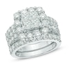 Thumbnail Image 1 of Previously Owned - 4 CT. T.W. Quad Princess-Cut Diamond Frame Bridal Set in 14K White Gold