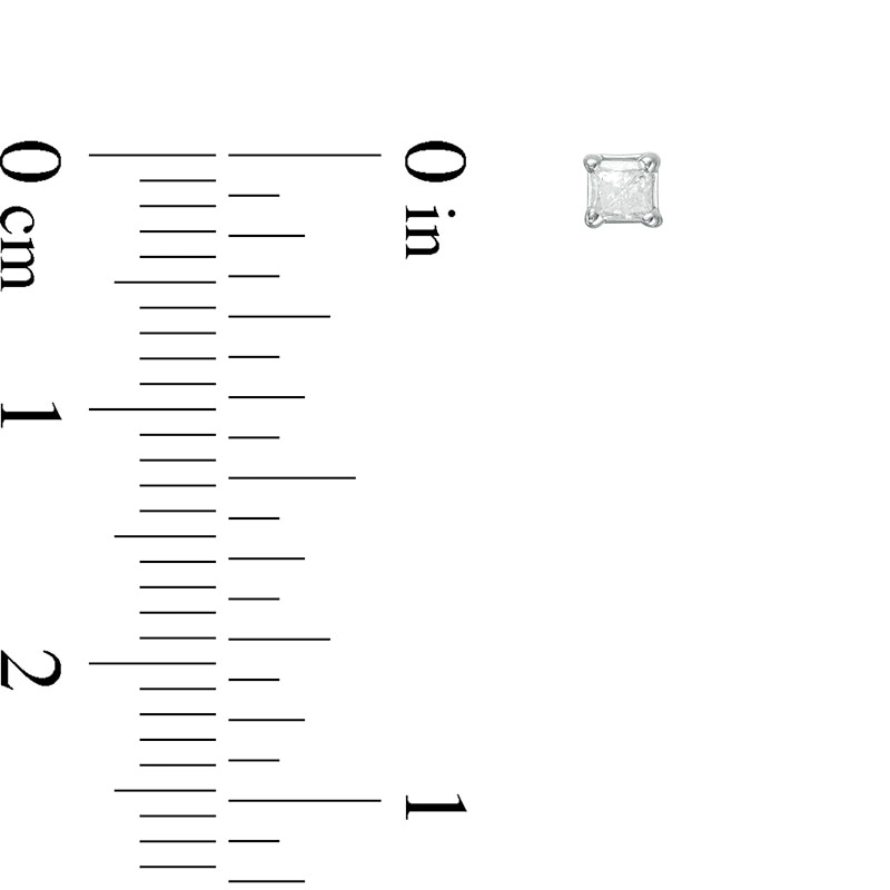 Main Image 2 of Previously Owned - 1/5 CT. T.W. Princess-Cut Diamond Solitaire Stud Earrings in 14K White Gold