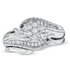 Thumbnail Image 1 of Previously Owned - 1/2 CT. T.W. Diamond Cluster Swirl Bridal Set in 10K White Gold