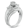 Thumbnail Image 2 of Previously Owned - 1/2 CT. T.W. Diamond Cluster Swirl Bridal Set in 10K White Gold