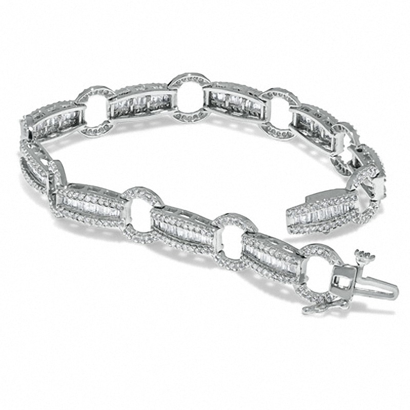 Main Image 2 of Previously Owned - 3 CT. T.W. Diamond Circle Track Bracelet in 14K White Gold