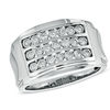 Thumbnail Image 0 of Previously Owned - Men's 1/4 CT. T.W. Diamond Triple Row Ring in Sterling Silver