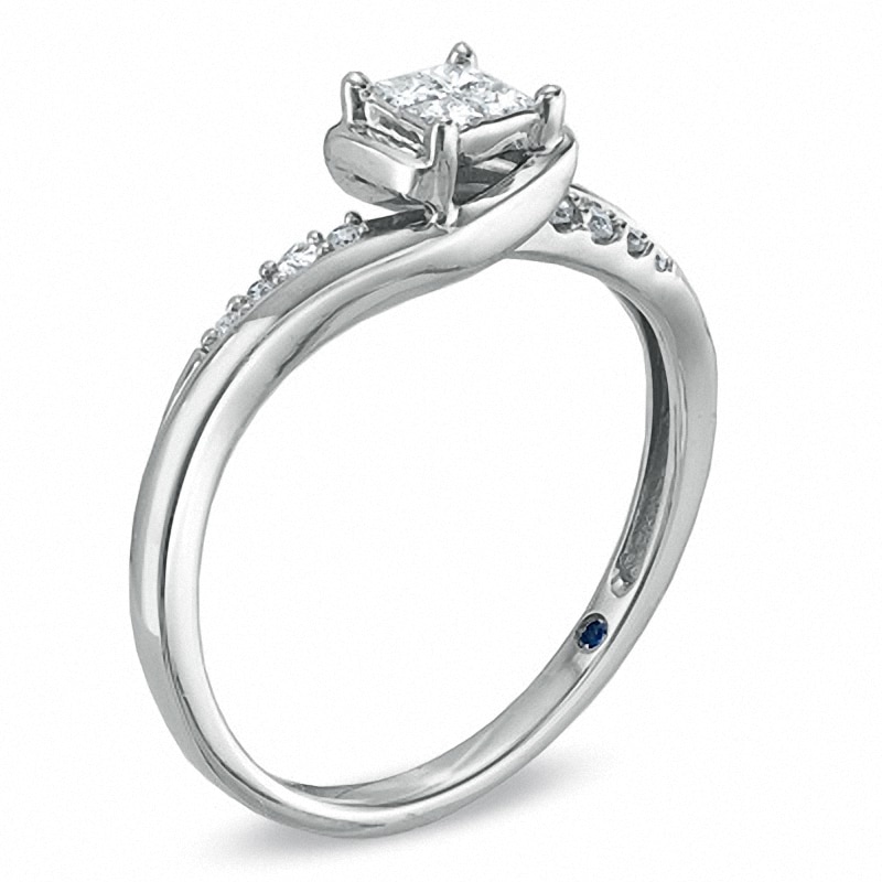 Previously Owned - Cherished Promise Collection™ 1/5 CT. T.W. Quad Princess-Cut Diamond Promise Ring in 10K White Gold