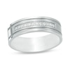 Thumbnail Image 1 of Previously Owned - Men's 1/8 CT. T.W. Diamond Comfort-Fit Wedding Band in Stainless Steel