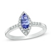 Thumbnail Image 1 of Previously Owned - Marquise-Cut Tanzanite and 1/5 CT. T.W. Diamond Frame Ring in 14K White Gold