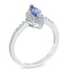 Thumbnail Image 2 of Previously Owned - Marquise-Cut Tanzanite and 1/5 CT. T.W. Diamond Frame Ring in 14K White Gold
