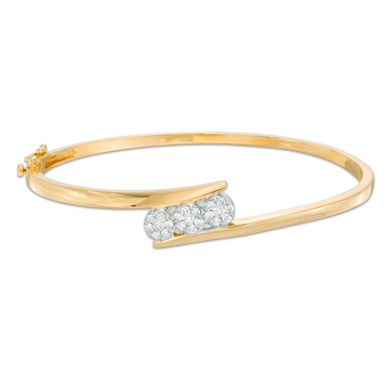 Main Image 1 of Previously Owned - 1/2 CT. T.W. Endless Diamond® Three Stone Bangle in 14K Gold
