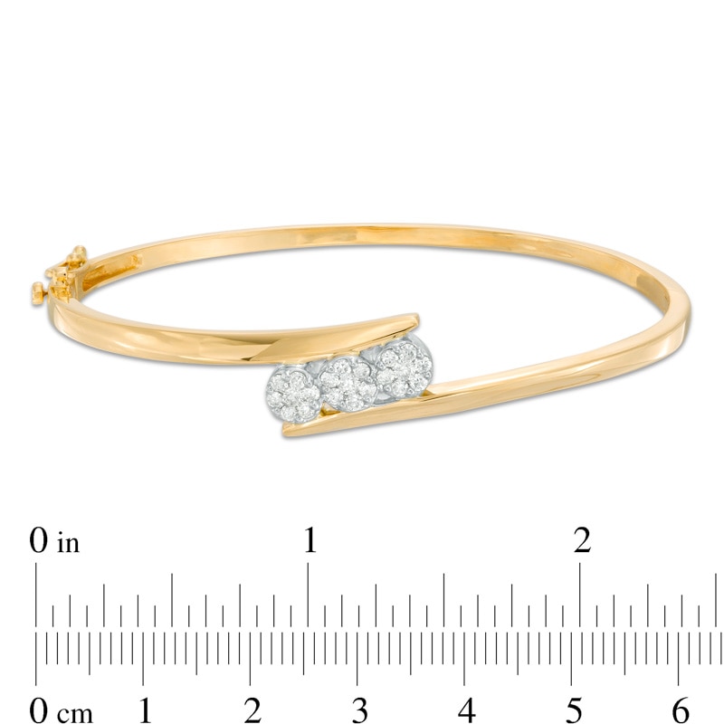 Main Image 2 of Previously Owned - 1/2 CT. T.W. Endless Diamond® Three Stone Bangle in 14K Gold