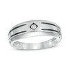 Thumbnail Image 1 of Previously Owned - 1/20 CT. Diamond Solitaire Striped Wedding Band in 10K White Gold