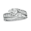 Thumbnail Image 1 of Previously Owned - 1 CT. T.W. Diamond Three Stone Swirl Bridal Set in 14K White Gold