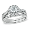 Thumbnail Image 0 of Previously Owned - 1 CT. T.W. Diamond Frame Twist Bridal Set in 14K White Gold