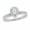 Thumbnail Image 1 of Previously Owned - 5/8 CT. T.W. Pear-Shaped Diamond Frame Engagement Ring in 14K White Gold