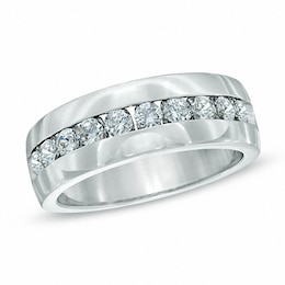 Previously Owned - Men's 1 CT. T.W. Channel Set Diamond Wedding Band in 14K White Gold