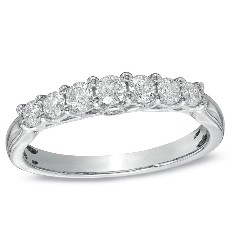 Main Image 1 of Previously Owned - 1/2 CT. T.W. Diamond Seven Stone Ring in 14K White Gold