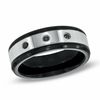 Thumbnail Image 0 of Previously Owned - Men's 1/10 CT. T.W. Black Diamond Comfort Fit Wedding Band in Two-Tone Stainless Steel