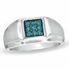 Thumbnail Image 0 of Previously Owned - Men's 1/4 CT. T.W. Enhanced Blue Diamond Square Comfort Fit Band in Sterling Silver