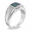 Thumbnail Image 1 of Previously Owned - Men's 1/4 CT. T.W. Enhanced Blue Diamond Square Comfort Fit Band in Sterling Silver