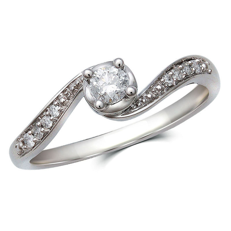 Main Image 2 of Previously Owned - 1/4 CT. T.W. Diamond Bypass Bridal Set in 10K White Gold