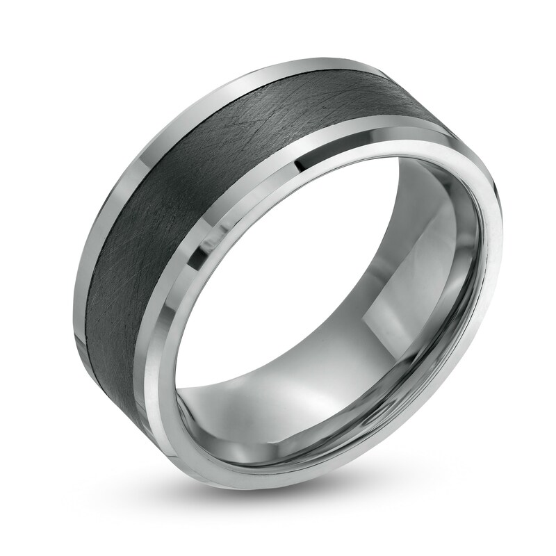 Main Image 3 of Previously Owned - 9.0mm Comfort-Fit Tungsten Carbide Wedding Band with Black Ceramic Inlay